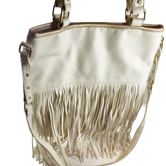 Steve Madden Handbags - Steve Madden White Fringed Satchel Handbag